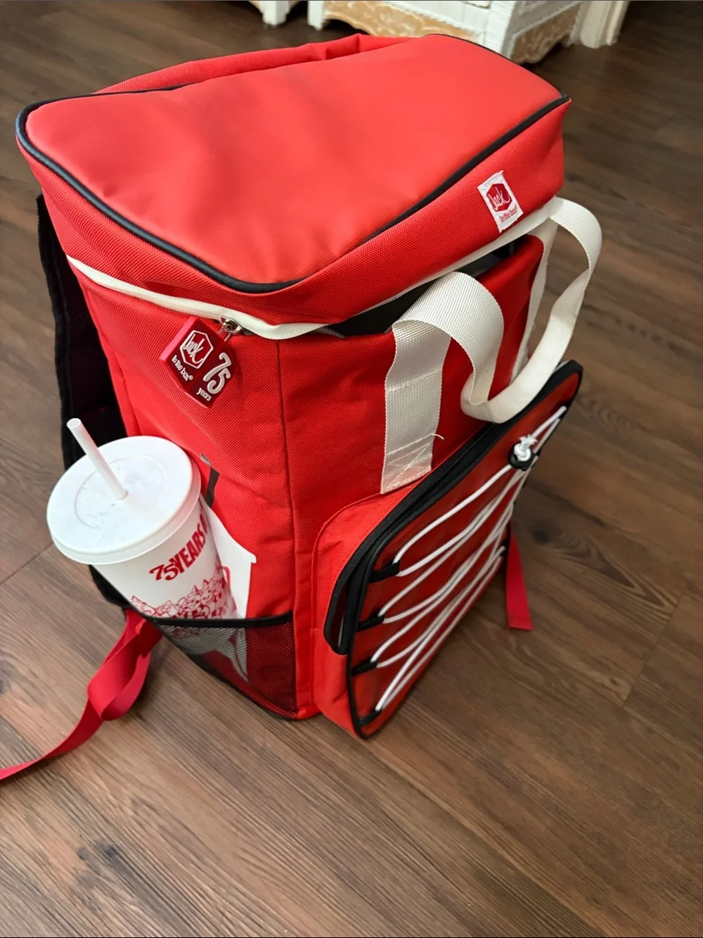JACK in the Box 75 years large insulated backpack cooler bag with 3 cups!NEW